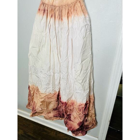 A. L. C. Multicolored Cotton Tan White Halter Neck Maxi Dress Size 6 - Picture 16 of 16